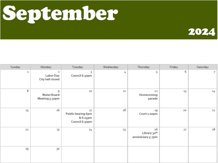 2024 September Calendar